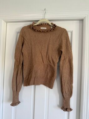 Doen Camel Ruffle-Trim Sweater
